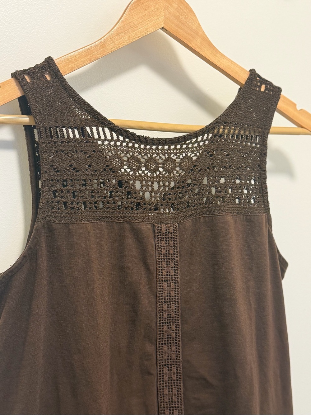 J. Jill Brown Lace-Trim Petite Dress size Medium M midi length dress - Picture 4 of 9